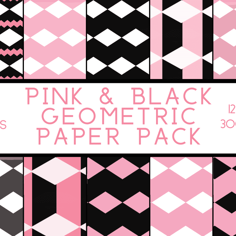 Pink & Black Geometric Digital Paper Pack