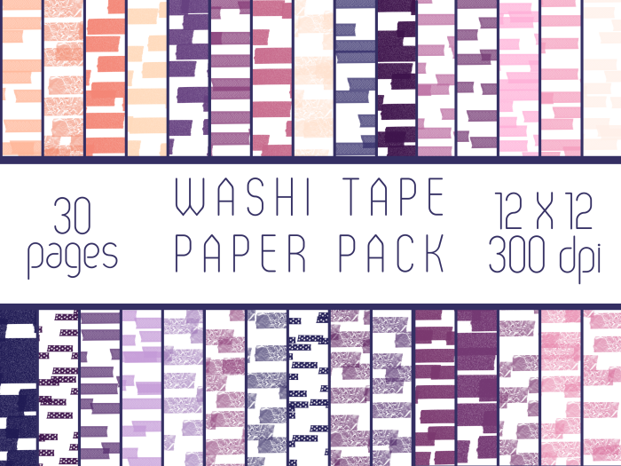 Washi Tape Digital Paper Pack