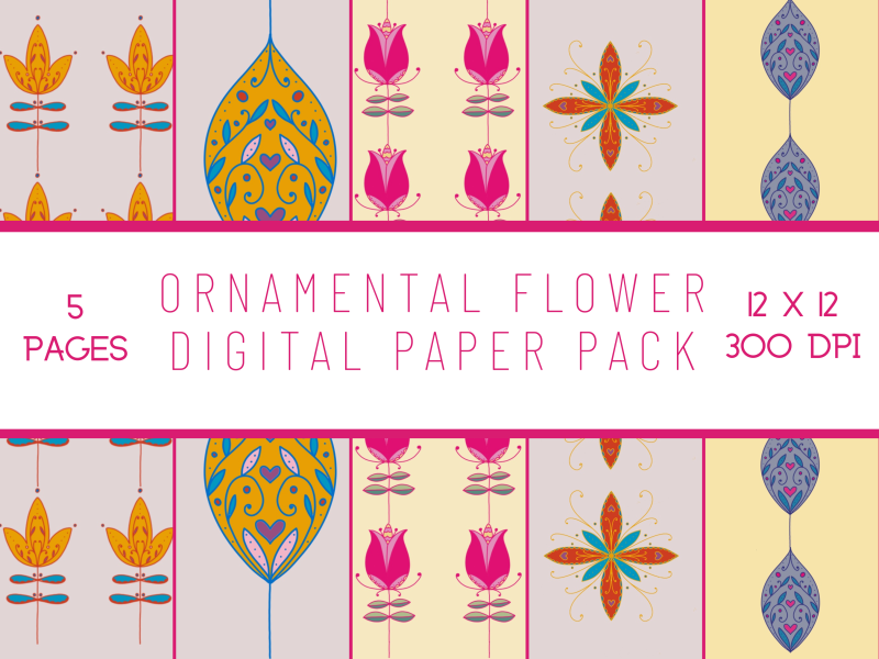 Ornamental Flowers Digital Paper